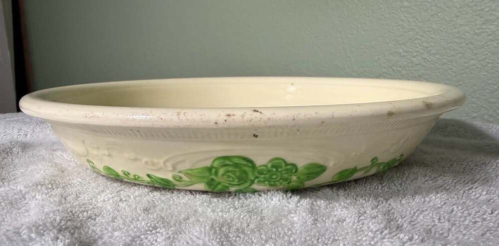 Homer Laughlin Oven Serve Green Floral Bakeware